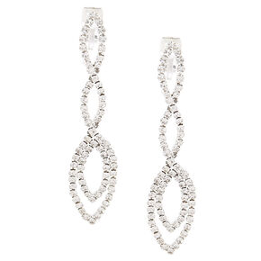 Drop Earrings Dangle Claire S Silver 2 5 Crystal Clip On Drop Earrings