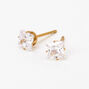 Gold Titanium Cubic Zirconia Square Stud Earrings - 5MM,