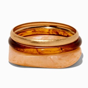 Gold-tone Tortoiseshell Marble Bangle Bracelets - 3 Pack,