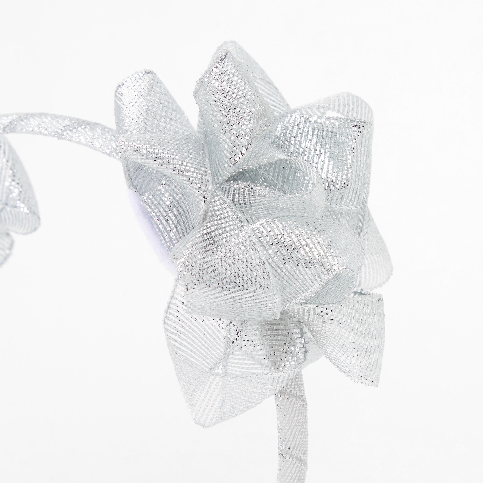 Christmas Present Bow Headband - Silver,