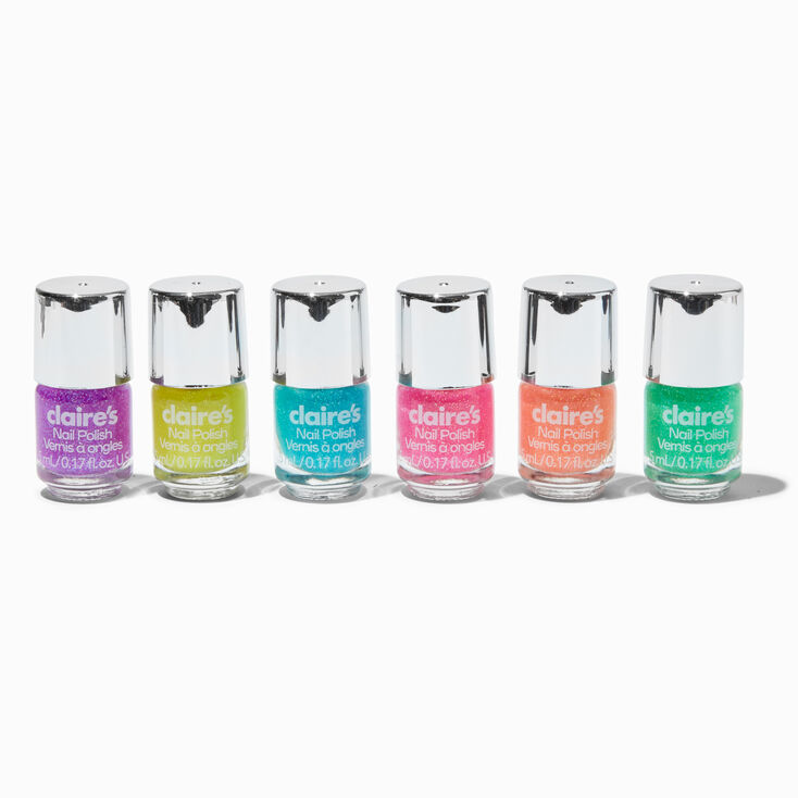 Neon Glitter Mini Nail Polish Set - 6 Pack,