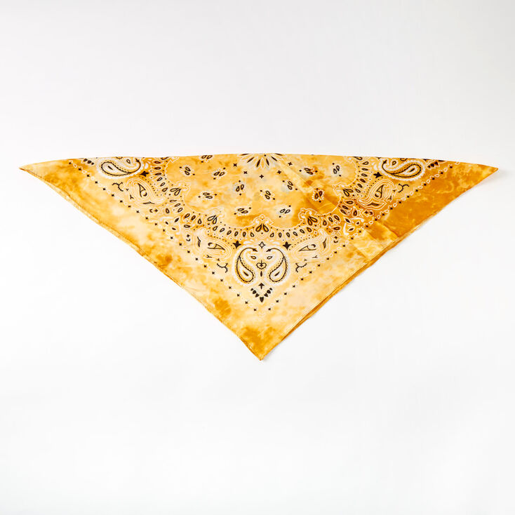 Silky Tie Dye Bandana Headwrap - Yellow,