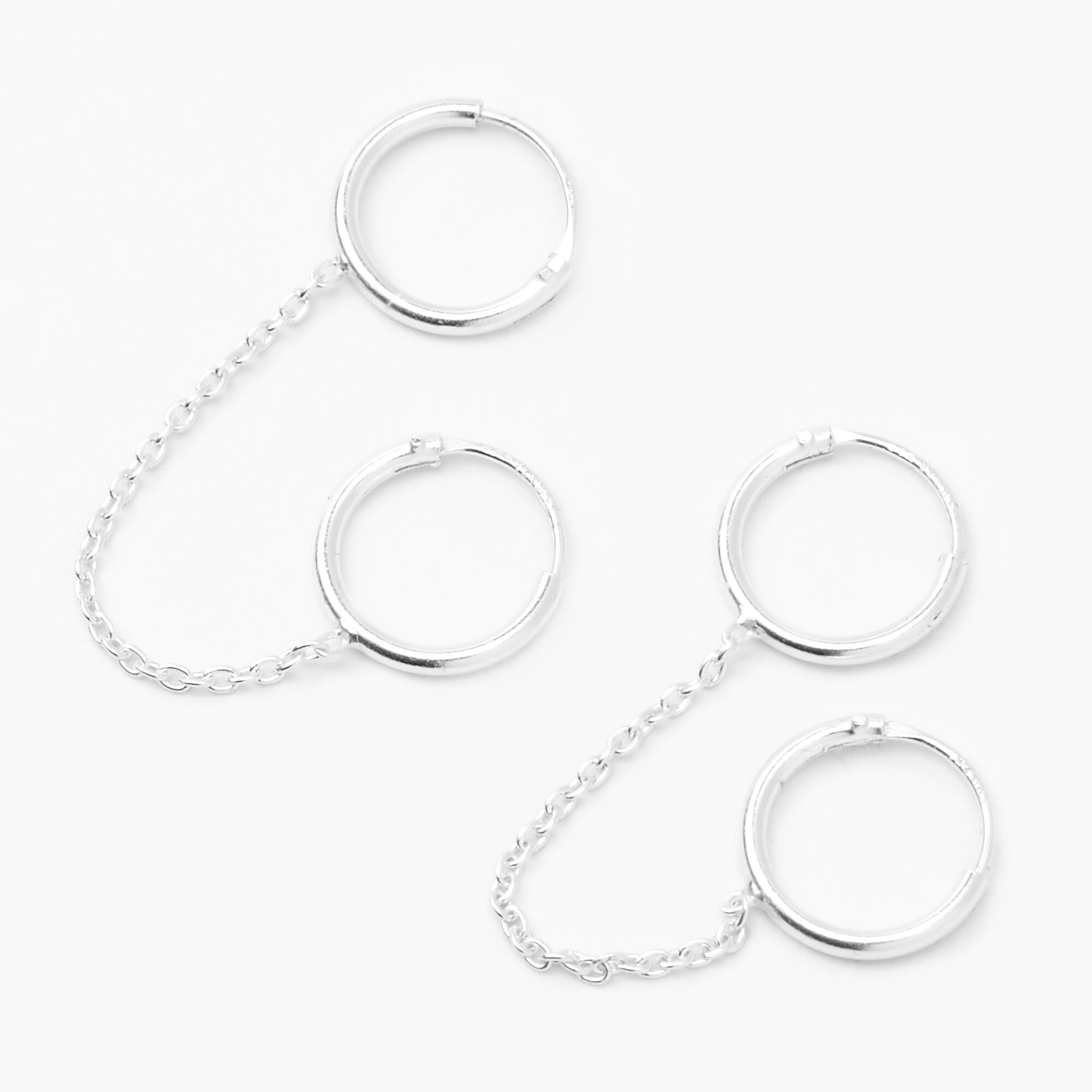 Chain hoop sales earrings silver