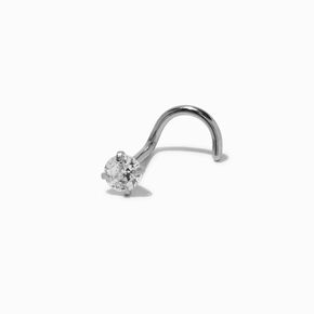 20G Silver-tone Stainless Steel Cubic Zirconia Threadless Nose Stud,
