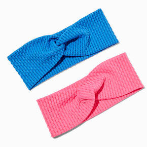 Blue &amp; Pink Waffle-Weave Twisted Headwraps - 2 Pack,