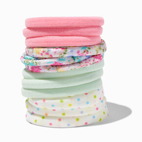 Pastel Floral Rolled Hair Ties - 12 Pack,