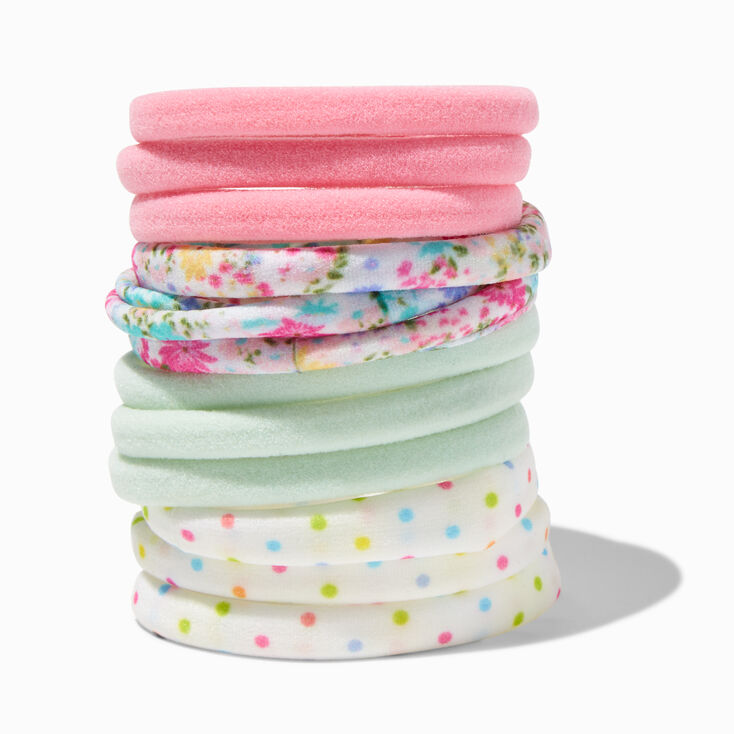 Pastel Floral Rolled Hair Ties - 12 Pack,