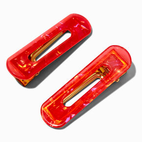 Coral Acrylic Hair Clips - 2 Pack,