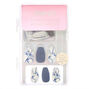 Marble Matte Coffin Faux Nail Set - Navy, 24 Pack,