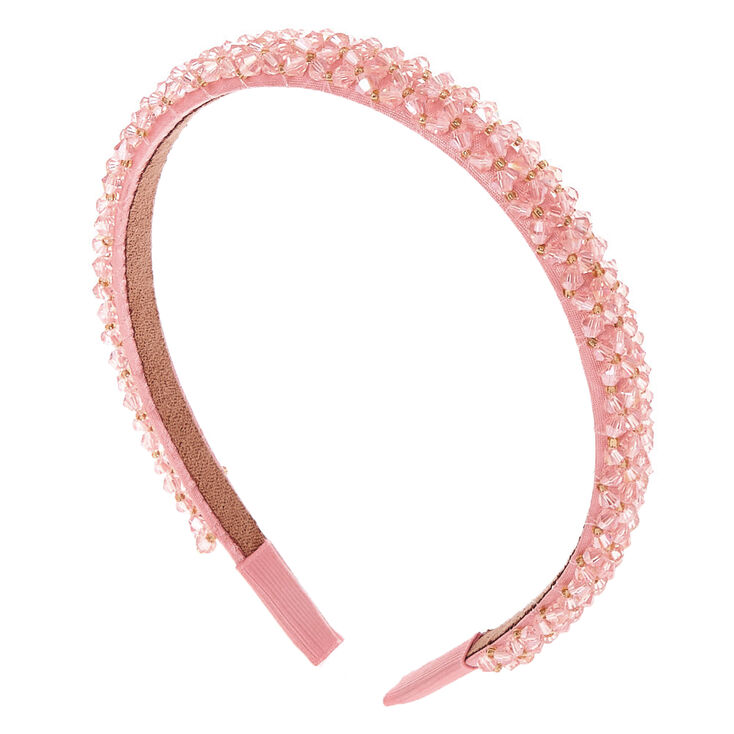 Claire's Serre-tête perlé à facettes - Rose