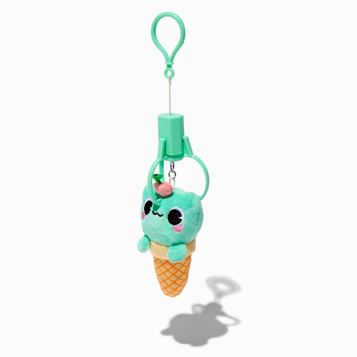Plush Ice Cream Frog Claw Machine Keychain,