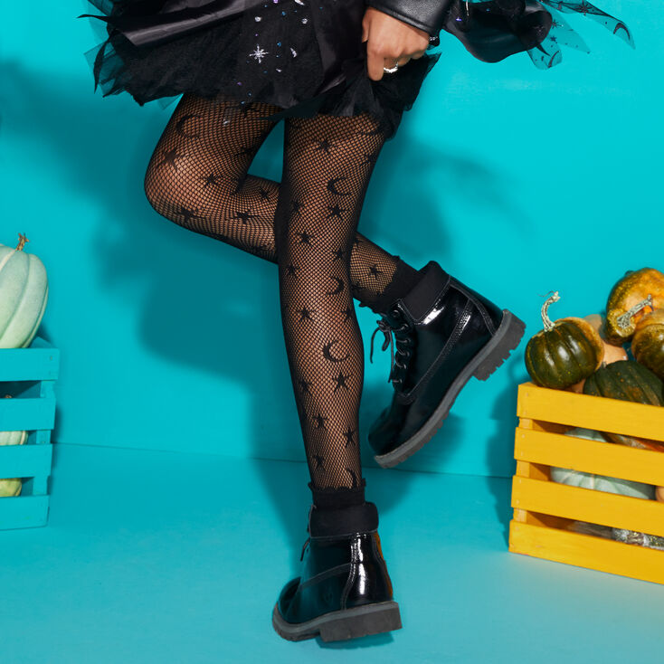 Celestial Sheer Fishnet Tights - Black,