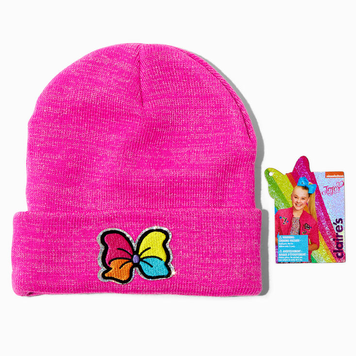 JoJo Siwa&trade; Claire&#39;s Exclusive Rainbow Bow Pink Beanie,