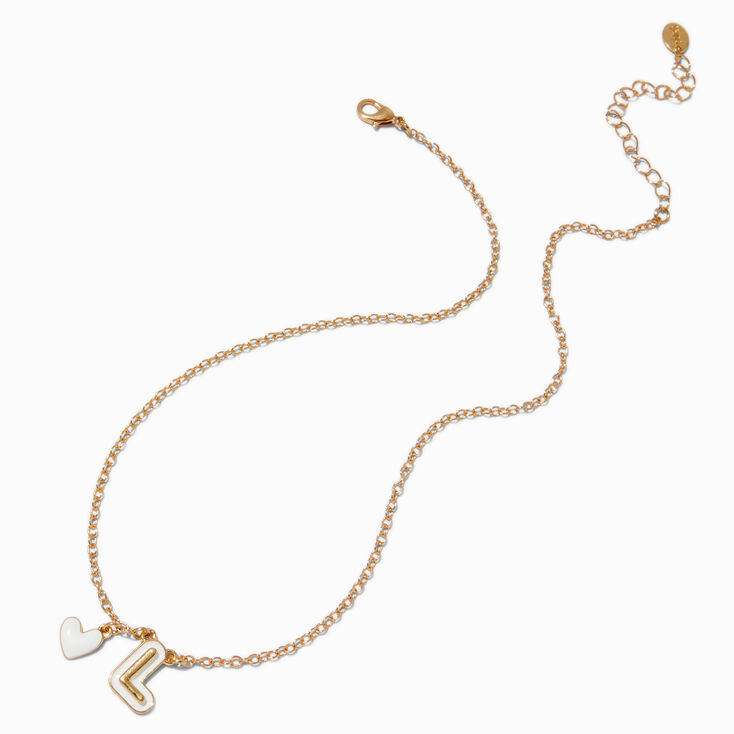 White Bubble Initial Heart Pendant Necklace - L,