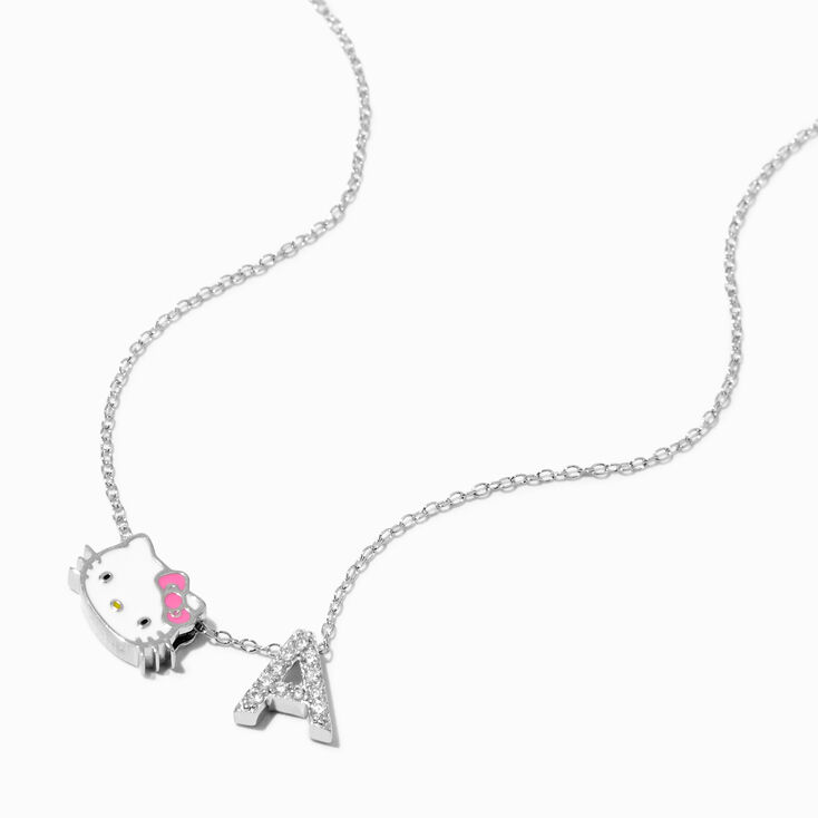 Sterling Silver Hello Kitty&reg; Initial Pendant Necklace - A,