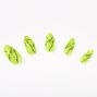  Glow In The Dark Neon Textured Marble Stiletto Faux Nail Set - Yellow, 24 Pack,