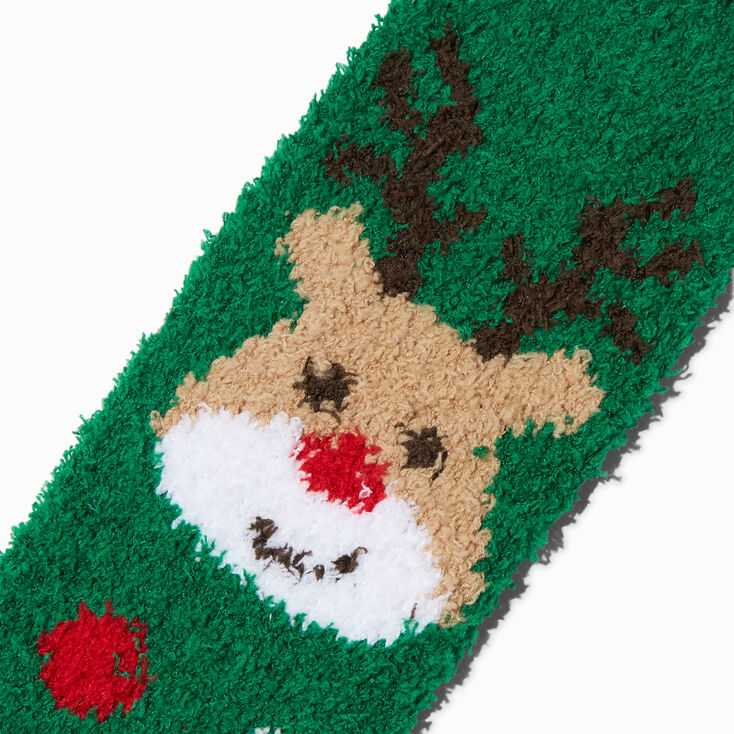 Chaussons chaussettes en peluche P&egrave;re No&euml;l et renne - Lot de 3,