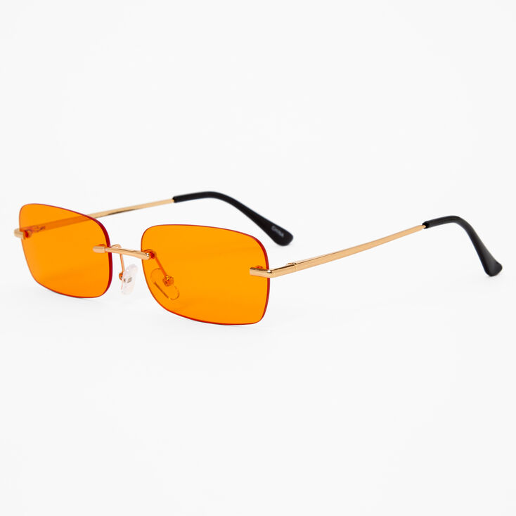 Orange Rectangle Rimless Sunglasses,