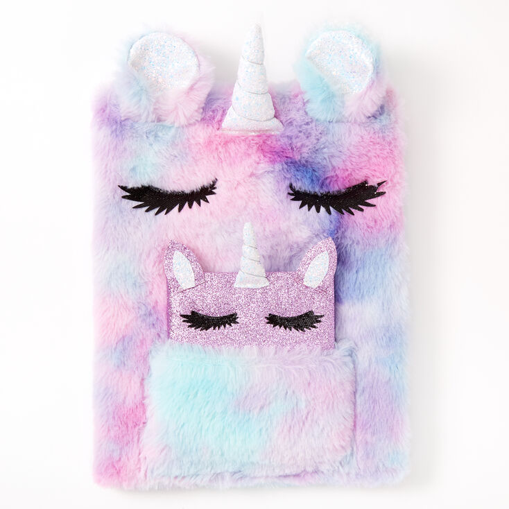 Claire's Carnets à croquis licorne en peluche tie dye pastel - Lot de 2