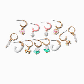 Pink Hoop Earring Stackables Set - 6 Pack,