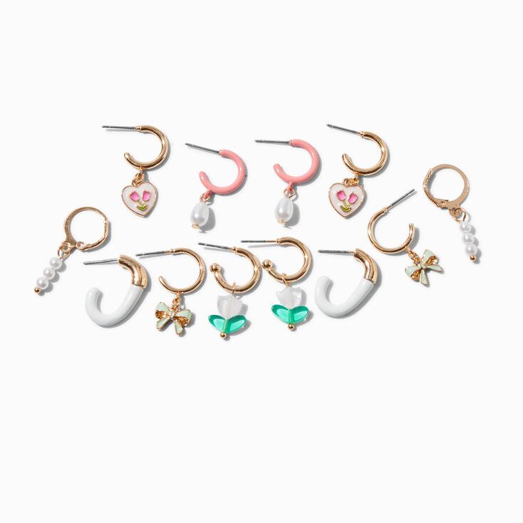 Pink Hoop Earring Stackables Set - 6 Pack,