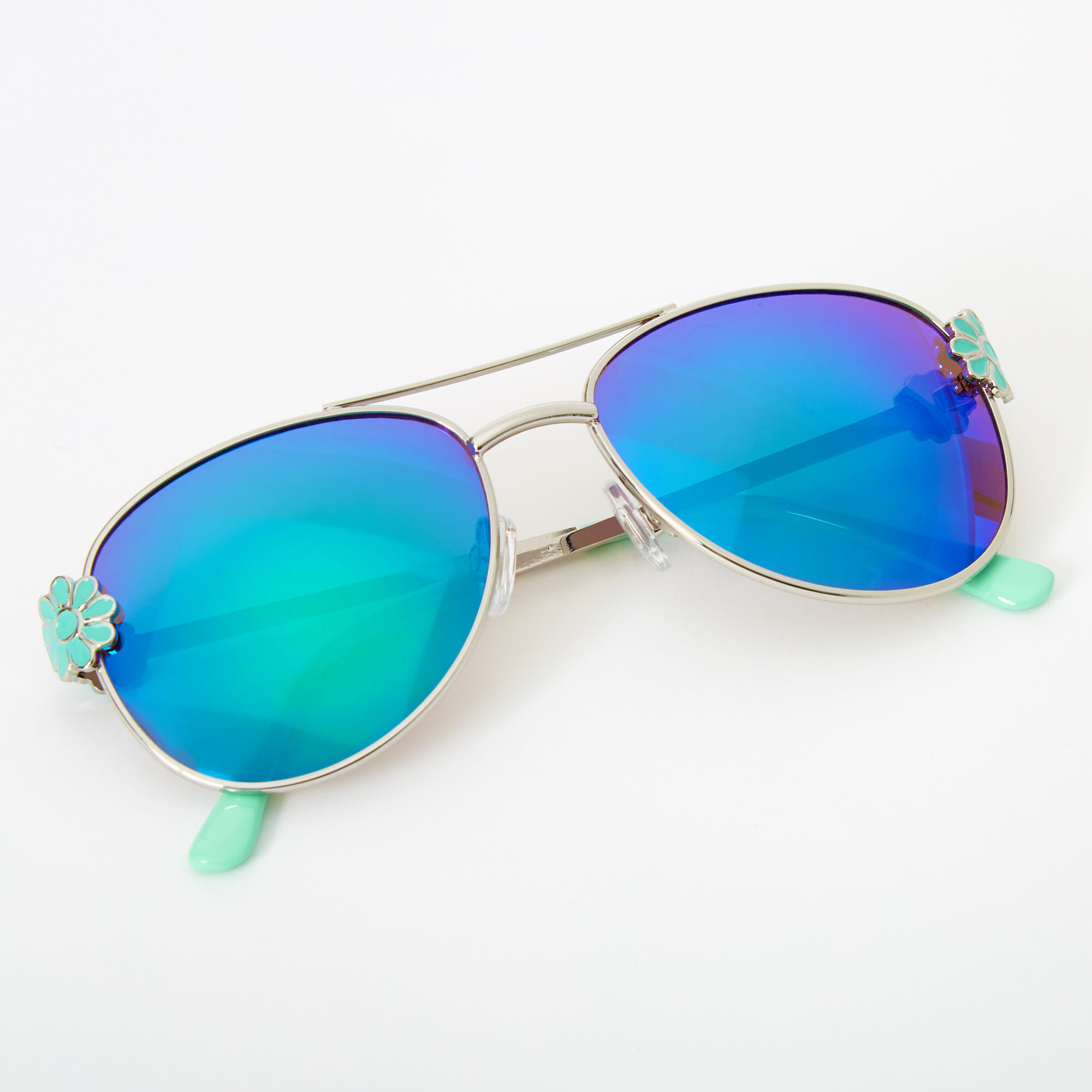 Claire s Club Floral Aviator Sunglasses Mint