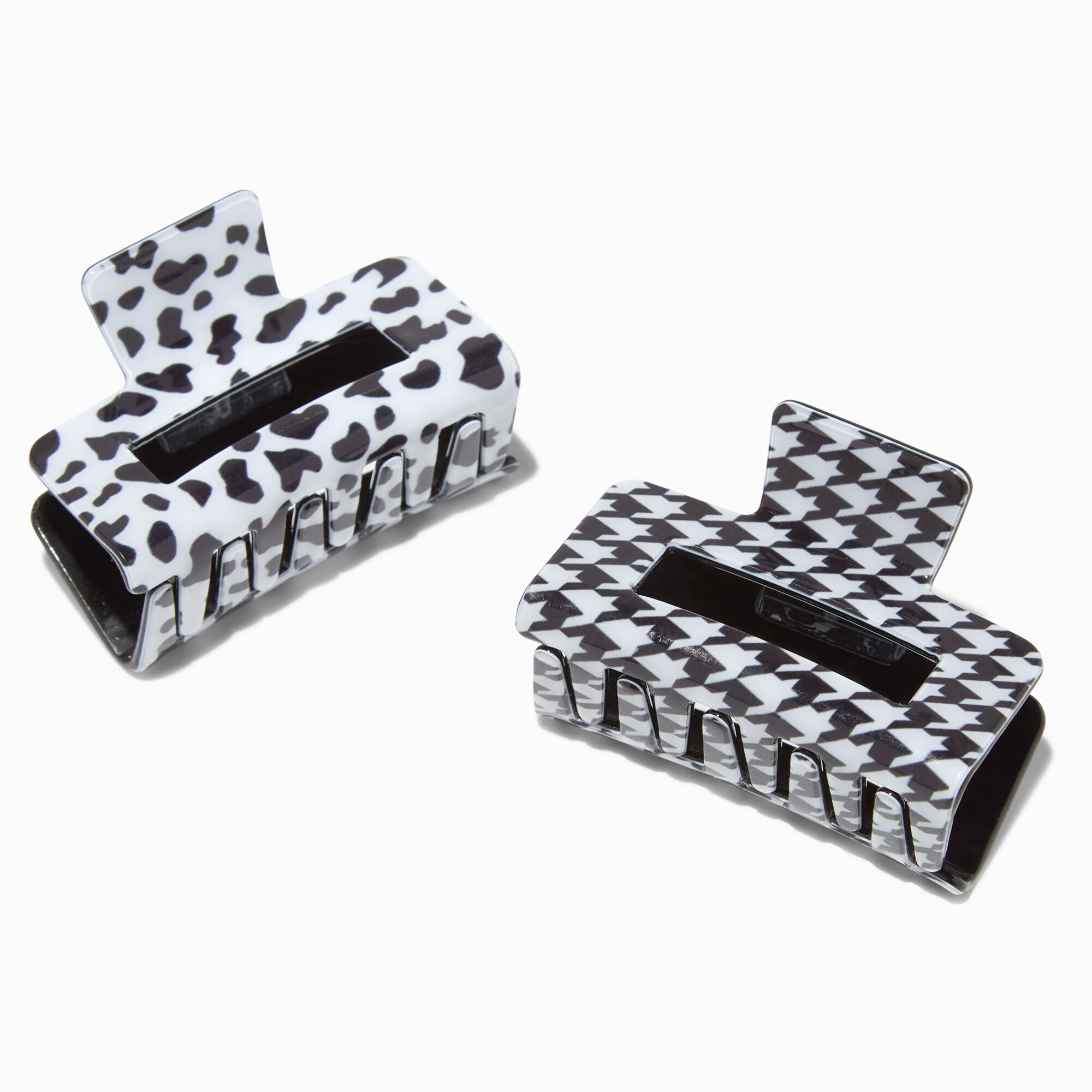 View Claires Cow Print Houndstooth Hair Claws 2 Pack information