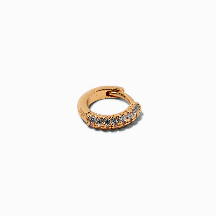 Gold-tone Stainless Steel Cubic Zirconia 18G Clicker Hoop Rook Earring,