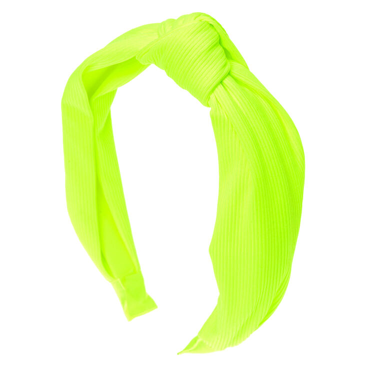 Serre-tête noué côtelé - Vert citron fluo