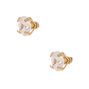 Gold Cubic Zirconia Round Martini Stud Earrings - 4MM,