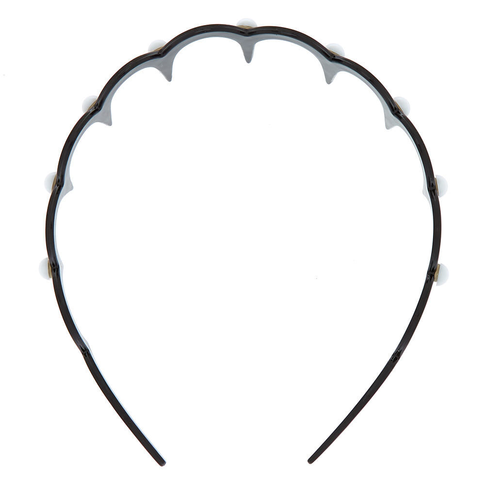 Spikey Comb Pearl Headband - Black,