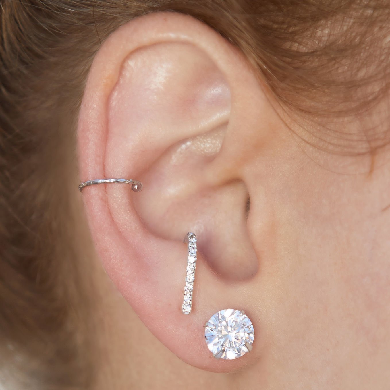 Rhinestone Ear Suspender Earrings,