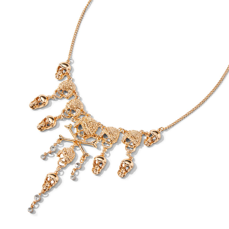Pirate Skulls Gold Pendant Necklace,
