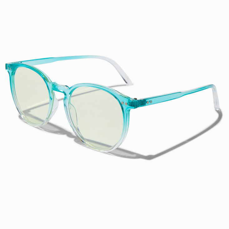 Lunettes &agrave; verres transparents r&eacute;tro d&eacute;grad&eacute; bleu avec r&eacute;duction de la lumi&egrave;re bleue,