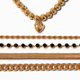 Gold-tone Multi Chain Bracelet Set - 5 Pack ,