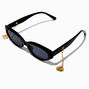 Black Oval Seashell Charm Sunglasses,