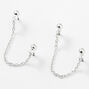 Silver 3MM Ball Connector Chain Stud Earrings,
