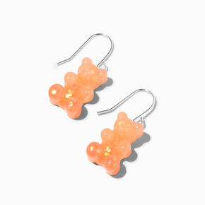 Coral Glitter Color-Changing Gummy Bear 0.5&quot; Drop Earrings,