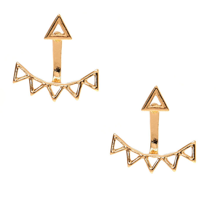 Boucles d&#39;oreille devant-derri&egrave;re g&eacute;om&eacute;triques couleur dor&eacute;,