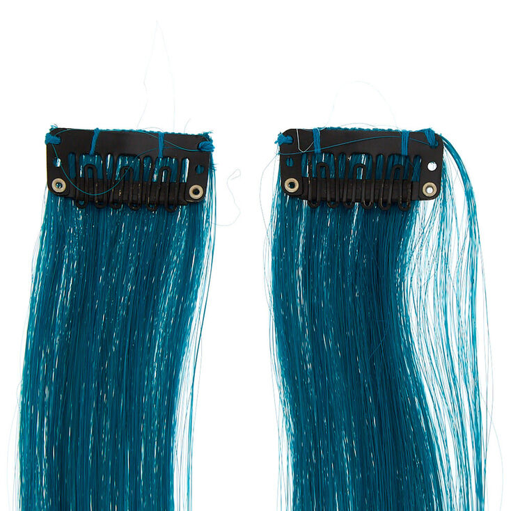 Ombre Faux Hair Clip In Extensions - Blue, 2 Pack,