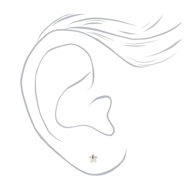 Stainless Steel Star Studs Ear Piercing Kit with Ear Care Solution,