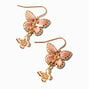 Pink Thread Butterfly Double 1&quot; Drop Earrings,