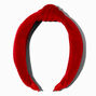 Knotted Ribbed Knit Headband - Red,