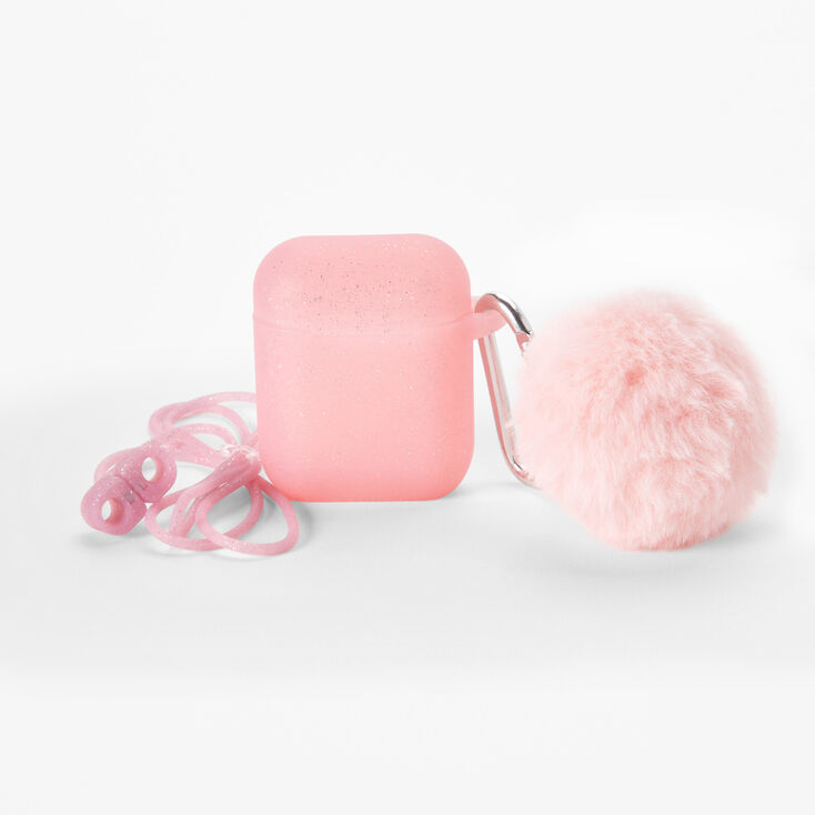 Pastel Pink Glitter Earbud Case Cover - Compatible with Apple AirPods&reg;,