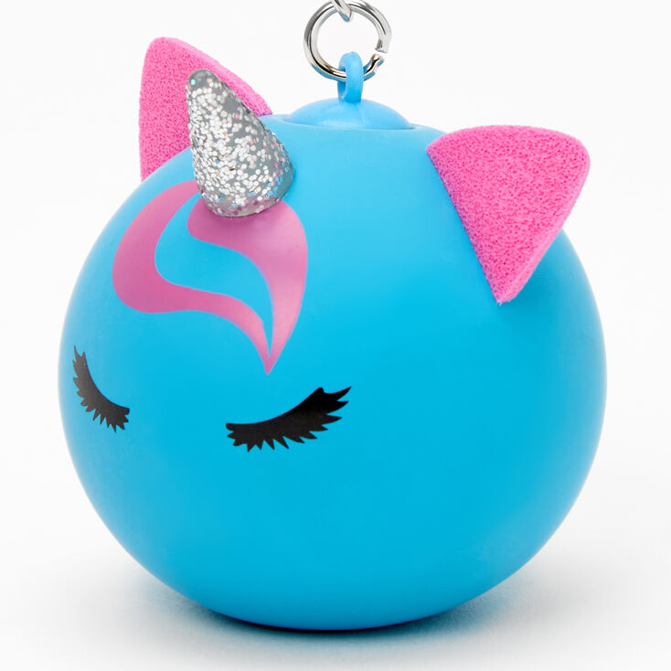 Glitter Unicorn Stress Ball Keychain - Blue,