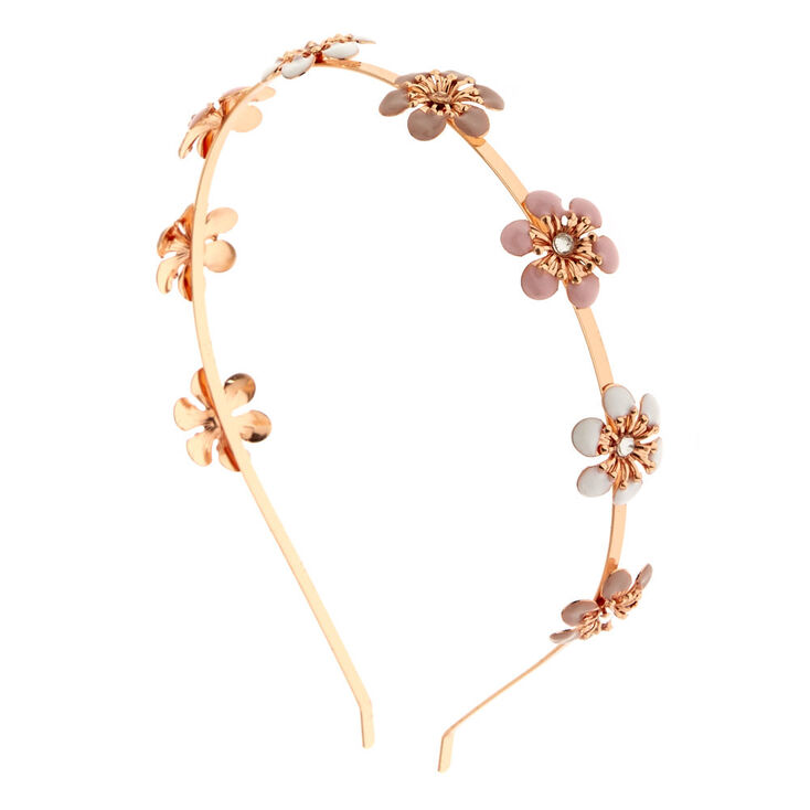 Claire's Serre-tête couleur doré rose à fleurs blush
