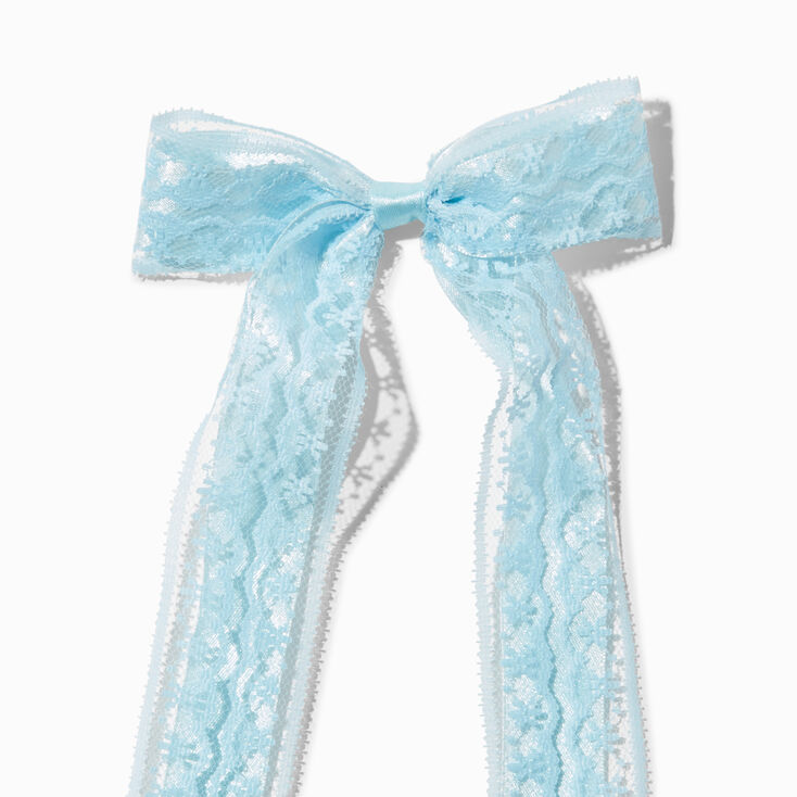 Light Blue Lace Satin Hair Bow Clip,