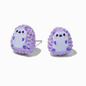 Purple Hedgehog Stud Earrings,