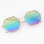 Rose Gold Hexagon Rainbow Lens Sunglasses,