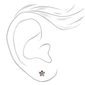 18ct Yellow Gold Rainbow Crystal Daisy Ear Piercing Kit with Rapid&trade; After Care Lotion,